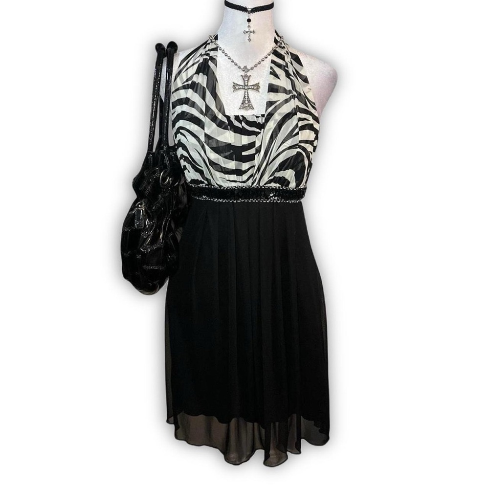 Y2K zebra halter dress